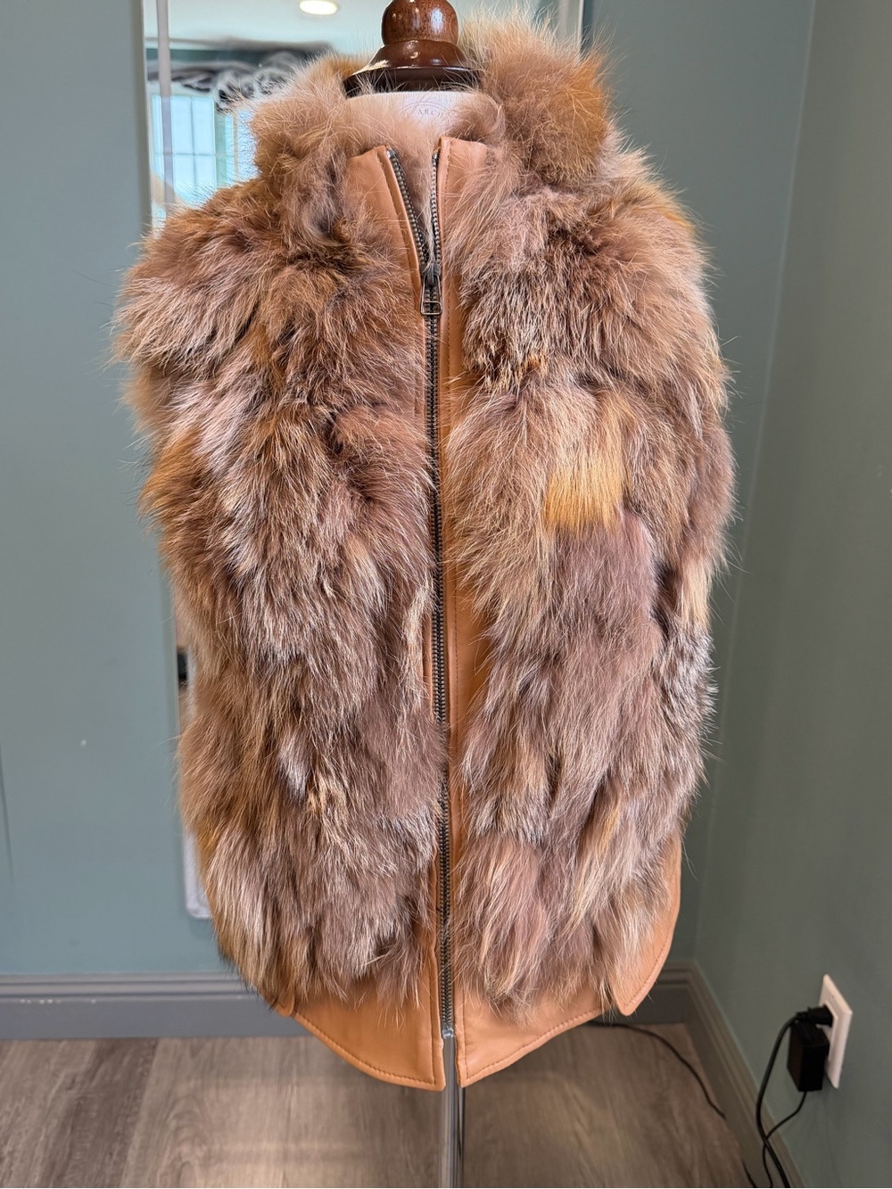 Vintage Korean Fox Fur & Lambskin Leather vest S